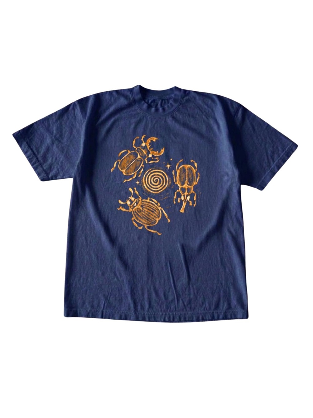 Beetles Spiral Symbol Gold Navy Blue Insect Cottagecore Graphic T-Shirt